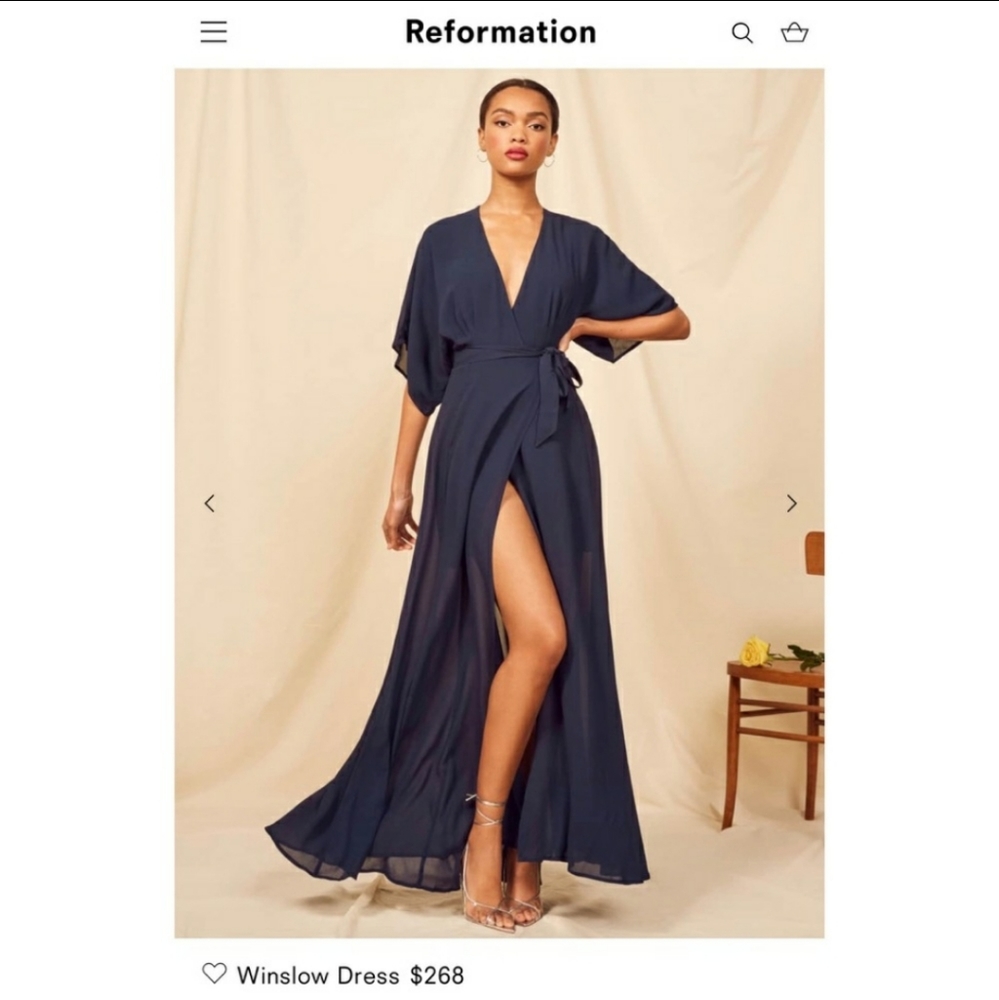 Reformation Winslow Dress, Dark Blue, Size S